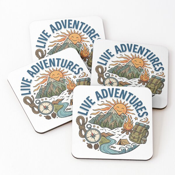 Item preview, "Live Adventures" Outdoor Exploration Vinyl Sticker – Cute Mountain, Camping, & Hiking Decal designed and sold by WeAdventured.