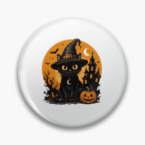 Item preview, Cute Witch Cat Halloween Spooky Moon designed and sold by Steele-Art.