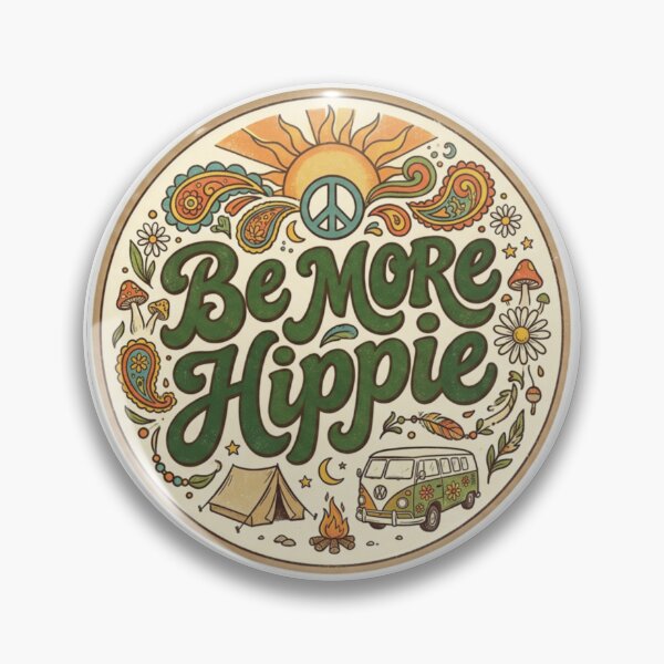Item preview, Retro "Be More Hippie" Die-Cut Sticker – Vintage 70s Camper Van & Sunset Decal designed and sold by WeAdventured.