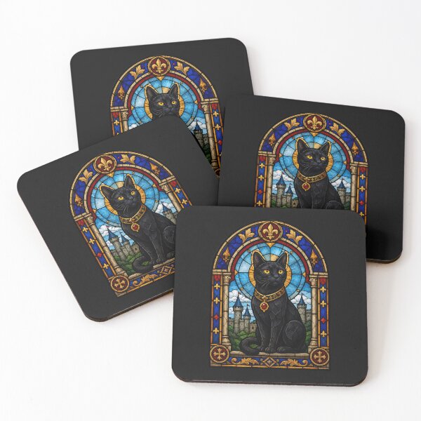 Item preview, Cats Medieval Stained Glass Black Cat | Gothic Cat Art designed and sold by Genius Geek.