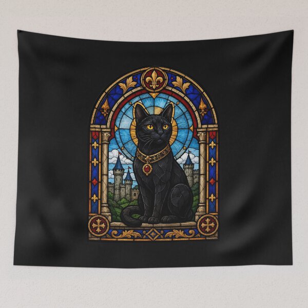 Item preview, Cats Medieval Stained Glass Black Cat | Gothic Cat Art designed and sold by Genius Geek.