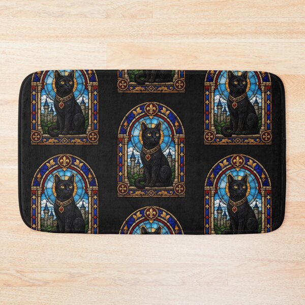 Item preview, Cats Medieval Stained Glass Black Cat | Gothic Cat Art designed and sold by Genius Geek.