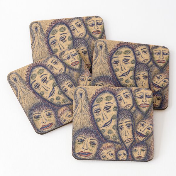 Item preview, Hand-Drawn Surreal Face Scene ("Crowded Inner Room" by OtherworldlyIdeas) designed and sold by OtherworldlyIdeas.