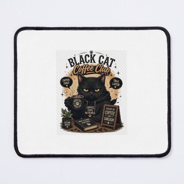 Item preview, Black Cat Coffee Club Vintage Cat Lover Design designed and sold by Rogue Heart Collective™.