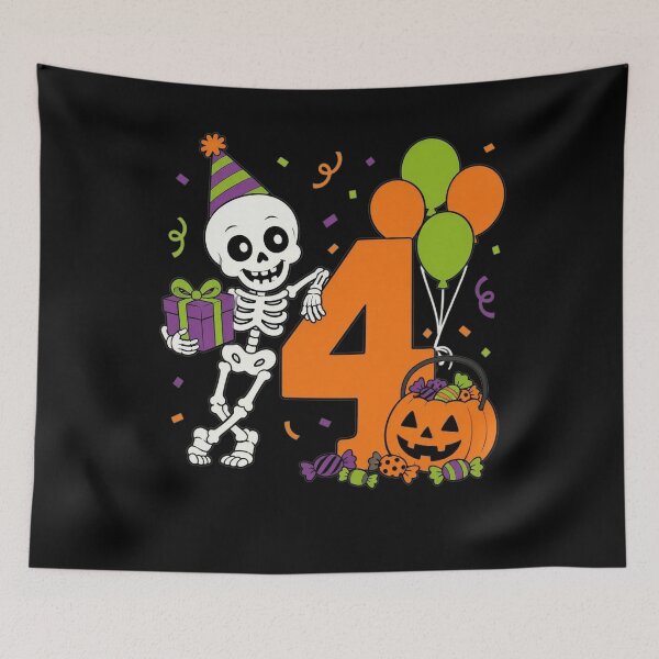 Item preview, My 4th Birthday Skeleton Halloween Turning 4 Year Old Funny  designed and sold by clothesy7.