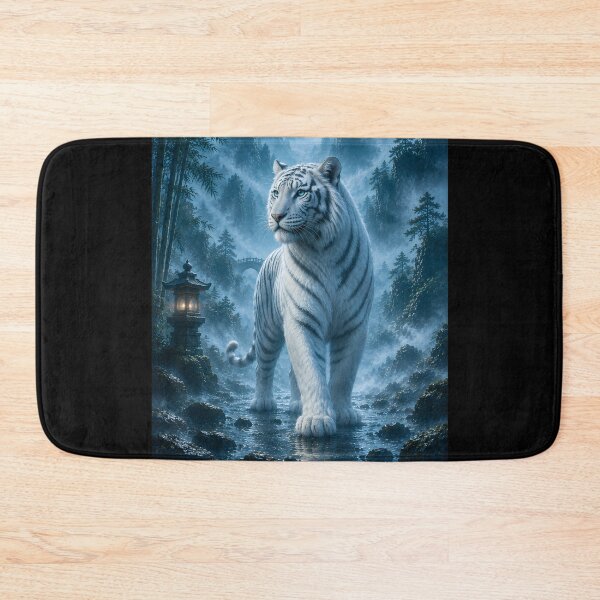 Item preview, White Tiger in Moonlit Forest | Fantasy Wildlife Art designed and sold by ManJiangHong.