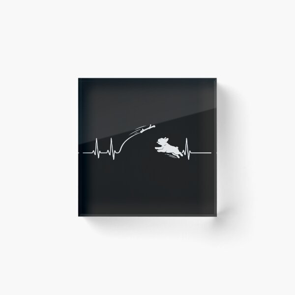 Item preview, ❤️ HEARTBEAT COLLECITON ❤️ - Heartbeat Dog - Joyful dog chasing heartbeat arc - French Bulldog - for darker backgrounds designed and sold by WheelieGdArt.