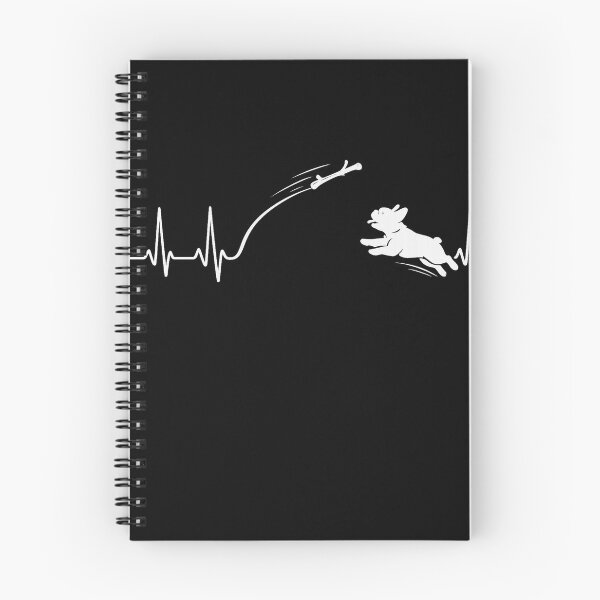 Item preview, ❤️ HEARTBEAT COLLECITON ❤️ - Heartbeat Dog - Joyful dog chasing heartbeat arc - French Bulldog - for darker backgrounds designed and sold by WheelieGdArt.