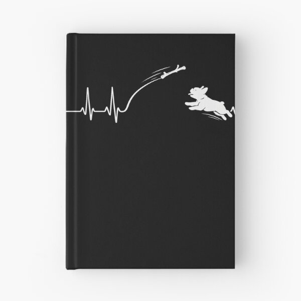 Item preview, ❤️ HEARTBEAT COLLECITON ❤️ - Heartbeat Dog - Joyful dog chasing heartbeat arc - French Bulldog - for darker backgrounds designed and sold by WheelieGdArt.