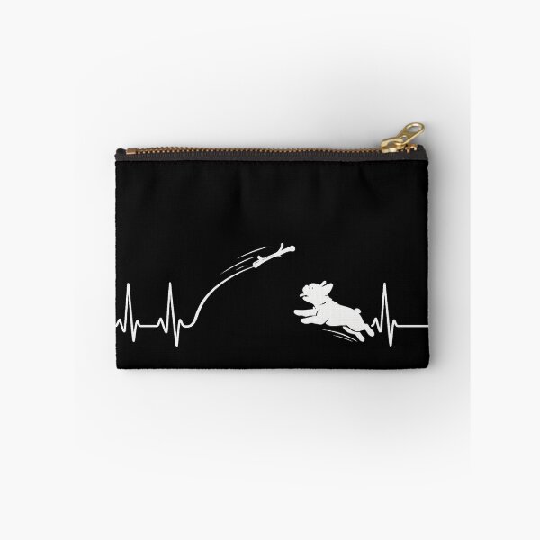 Item preview, ❤️ HEARTBEAT COLLECITON ❤️ - Heartbeat Dog - Joyful dog chasing heartbeat arc - French Bulldog - for darker backgrounds designed and sold by WheelieGdArt.