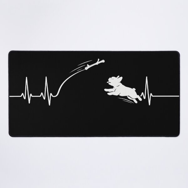 Item preview, ❤️ HEARTBEAT COLLECITON ❤️ - Heartbeat Dog - Joyful dog chasing heartbeat arc - French Bulldog - for darker backgrounds designed and sold by WheelieGdArt.