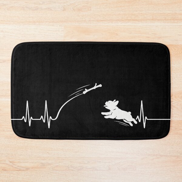Item preview, ❤️ HEARTBEAT COLLECITON ❤️ - Heartbeat Dog - Joyful dog chasing heartbeat arc - French Bulldog - for darker backgrounds designed and sold by WheelieGdArt.