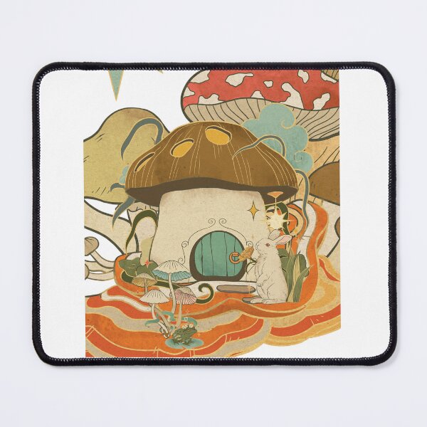 Item preview, Vintage Cottagecore Mushroom House Whimsical Forest Rabbit designed and sold by Rehnair.
