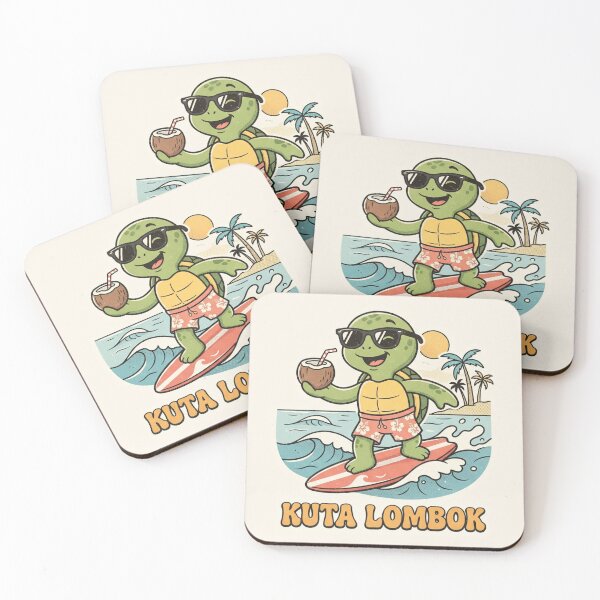 Item preview, Cute Retro Turtle Kuta Lombok Surf Cartoon designed and sold by DuckOddity.