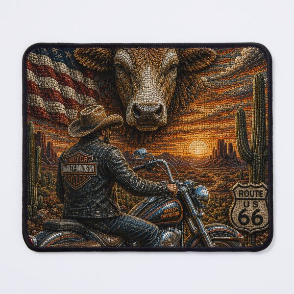 Item preview, Harley-Davidson Longhorn Outlaw – Ultra 3D Micro Mosaic Western Biker Art designed and sold by JcAbstractArt.