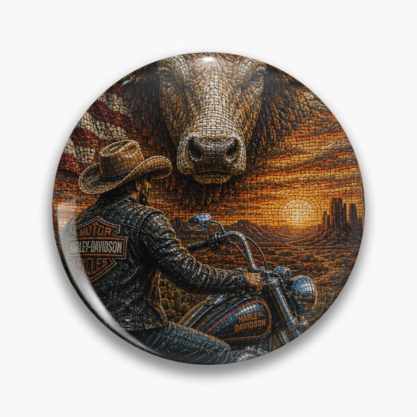 Item preview, Harley-Davidson Longhorn Outlaw – Ultra 3D Micro Mosaic Western Biker Art designed and sold by JcAbstractArt.