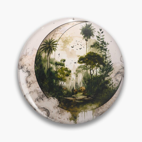 Item preview, Crescent-shaped tropical rainforest illustration with starry elements designed and sold by TommyDraws-5-.