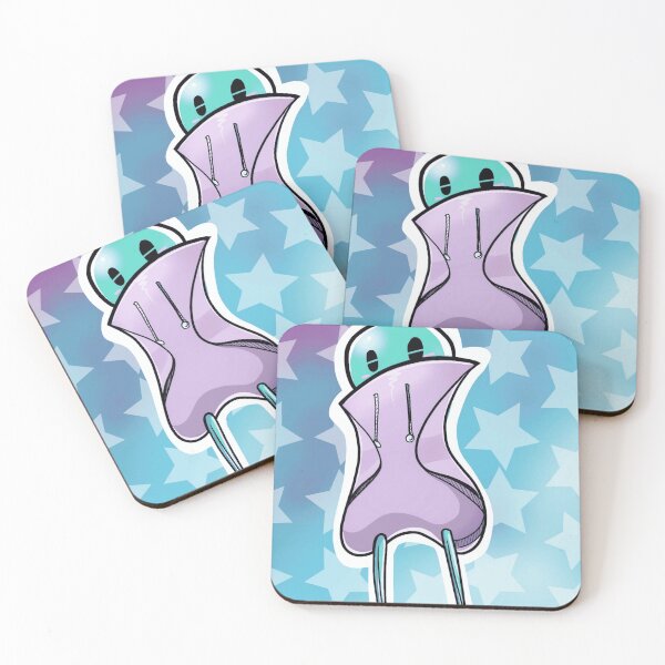 Item preview, Cute Turquoise Alien Character Wearing Purple Oversized Hoodie designed and sold by AstroOceania.
