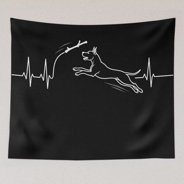 Item preview, ❤️ HEARTBEAT COLLECITON ❤️ - Heartbeat Dog - Joyful dog chasing heartbeat arc - Great Dane - for darker backgrounds designed and sold by WheelieGdArt.