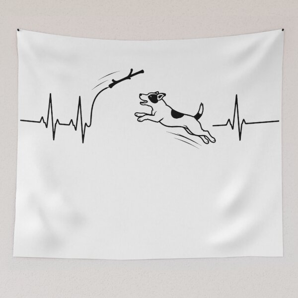 Item preview, ❤️ HEARTBEAT COLLECITON ❤️ - Heartbeat Dog - Joyful dog chasing heartbeat arc - Jack Russell Terrier designed and sold by WheelieGdArt.