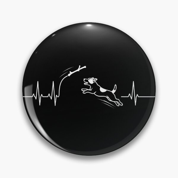 Item preview, ❤️ HEARTBEAT COLLECITON ❤️ - Heartbeat Dog - Joyful dog chasing heartbeat arc - Jack Russell Terrier - for darker backgrounds designed and sold by WheelieGdArt.