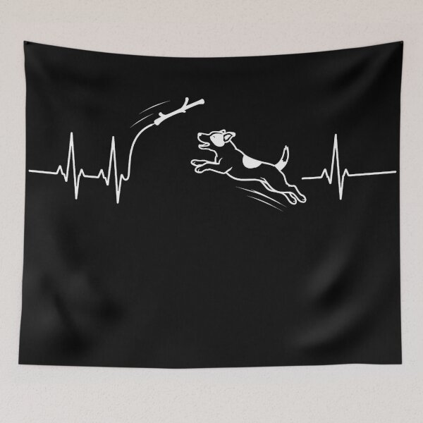 Item preview, ❤️ HEARTBEAT COLLECITON ❤️ - Heartbeat Dog - Joyful dog chasing heartbeat arc - Jack Russell Terrier - for darker backgrounds designed and sold by WheelieGdArt.