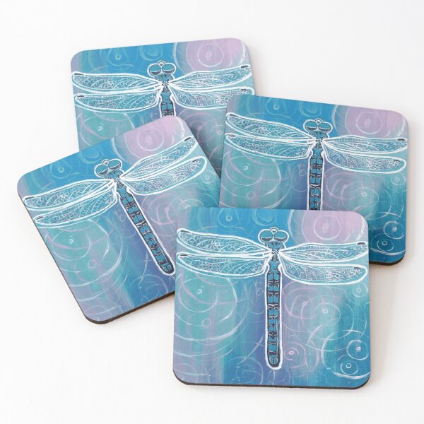 Item preview, Detailed Blue Dragonfly Acrylic Painting On Swirling Ripple Background designed and sold by AstroOceania.