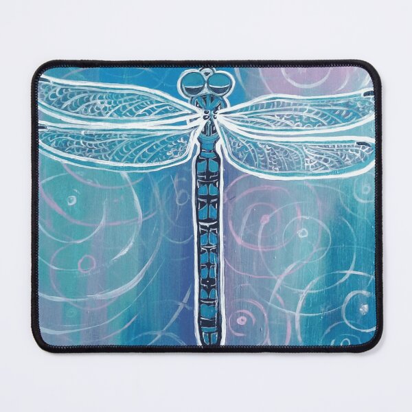 Item preview, Detailed Blue Dragonfly Acrylic Painting On Swirling Ripple Background designed and sold by AstroOceania.
