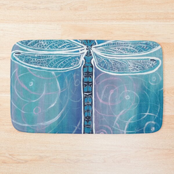 Item preview, Detailed Blue Dragonfly Acrylic Painting On Swirling Ripple Background designed and sold by AstroOceania.