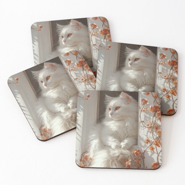 Item preview, Elegant White Cat Resting by a Blooming Window designed and sold by Jesus-istheway.