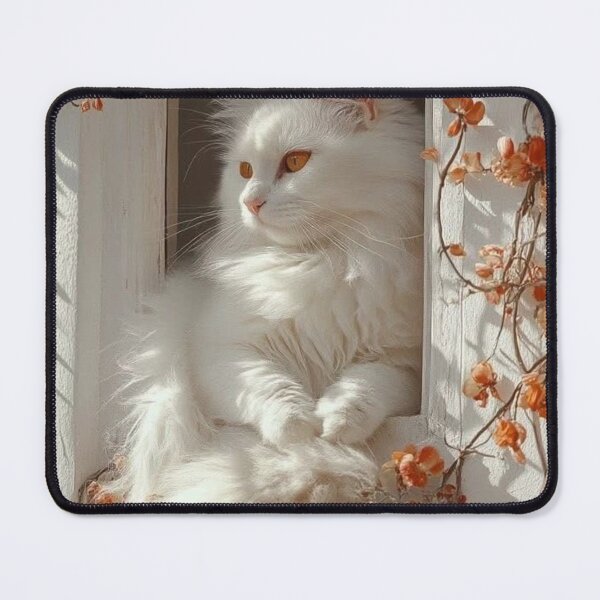 Item preview, Elegant White Cat Resting by a Blooming Window designed and sold by Jesus-istheway.