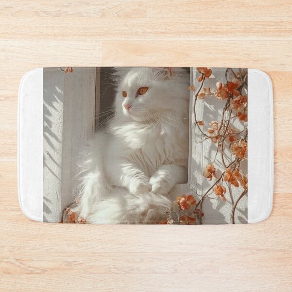 Item preview, Elegant White Cat Resting by a Blooming Window designed and sold by Jesus-istheway.
