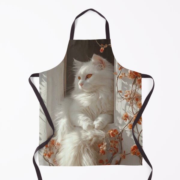 Item preview, Elegant White Cat Resting by a Blooming Window designed and sold by Jesus-istheway.