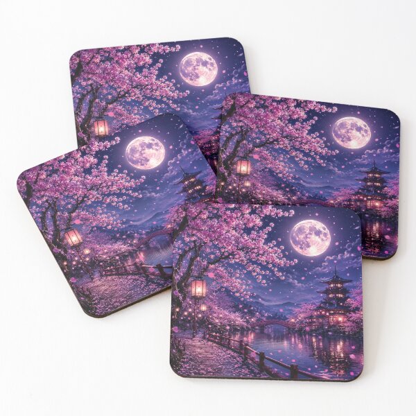 Item preview, Moonlit Cherry Blossom Night Landscape | Sakura Fantasy Art designed and sold by Moonlight Studio.