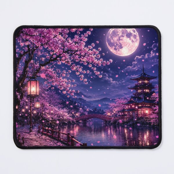 Item preview, Moonlit Cherry Blossom Night Landscape | Sakura Fantasy Art designed and sold by Moonlight Studio.