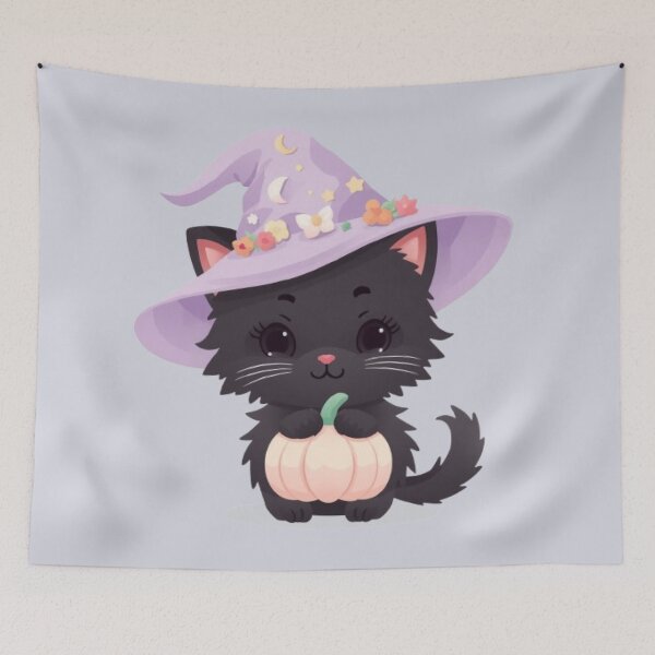 Item preview, Pastel Black Cat Witch Kawaii Sticker | Cute Halloween Kitten designed and sold by Stylestickers55.