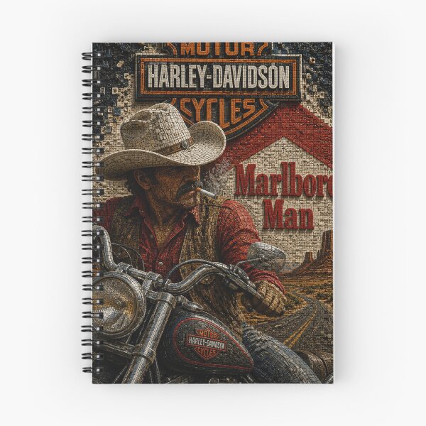Item preview, Harley-Davidson Marlboro Man – Extra 3D Micro Mosaic Vintage Biker Art designed and sold by JcAbstractArt.