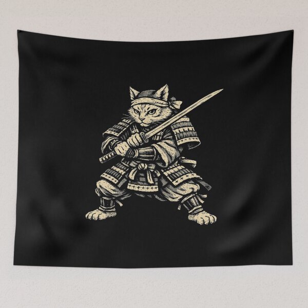 Item preview, Cat Samurai | Japanese Sword Warrior Design Cat Art designed and sold by SOUFIANE1991.