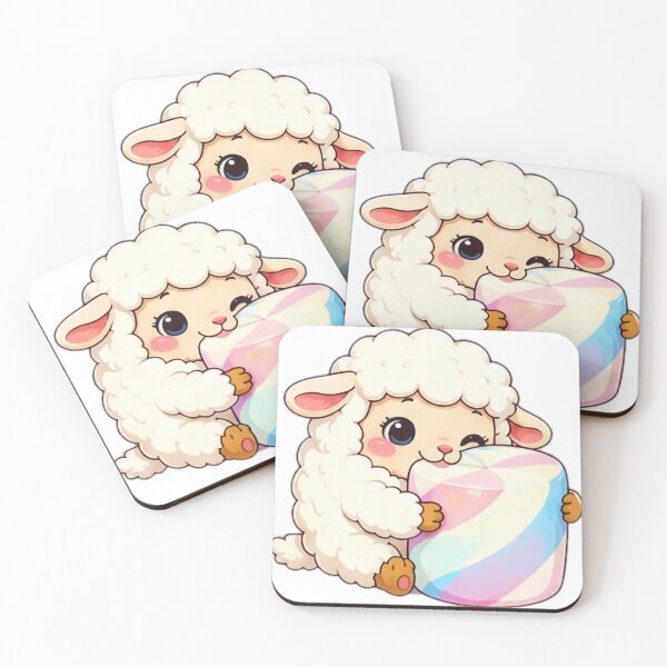 Item preview, Cute Kawaii Lamb Hugging Pastel Marshmallow designed and sold by DailyDoodlesBySumbul.