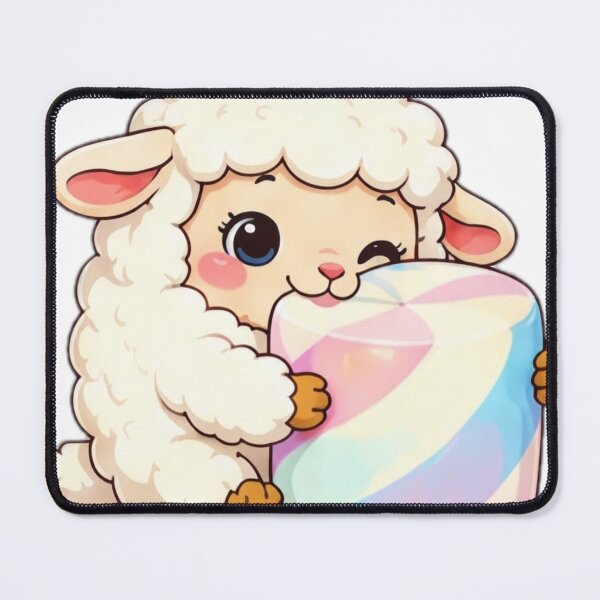 Item preview, Cute Kawaii Lamb Hugging Pastel Marshmallow designed and sold by DailyDoodlesBySumbul.