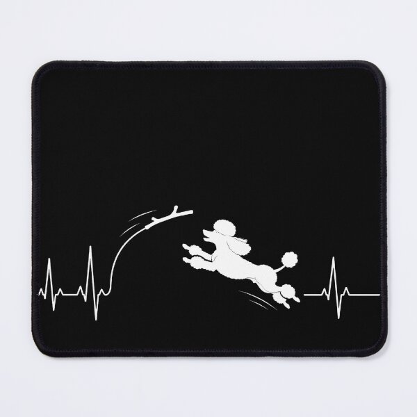 Item preview, ❤️ HEARTBEAT COLLECITON ❤️ - Heartbeat Dog - Joyful dog chasing heartbeat arc - Poodle - for darker backgrounds designed and sold by WheelieGdArt.