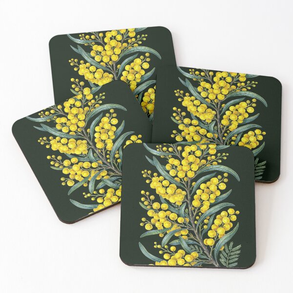 Item preview, Golden Wattle Flower Watercolor Botanical Art designed and sold by LinaValearte.