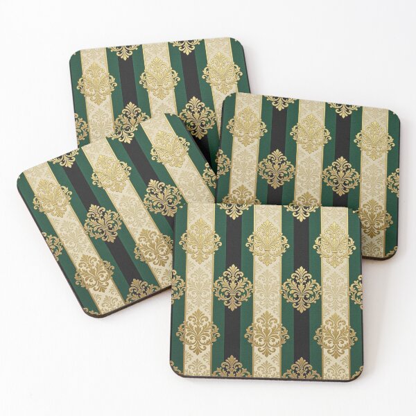 Item preview, Black, Teal and Oat Striped Gold Damask designed and sold by DesignsByPrnces.