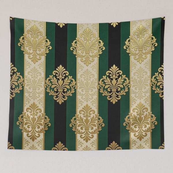Item preview, Black, Teal and Oat Striped Gold Damask designed and sold by DesignsByPrnces.