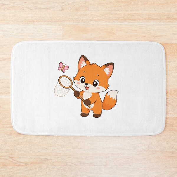 Item preview, Cute Fox with Butterfly Net Kawaii Cartoon Nature Design designed and sold by Seculinator.