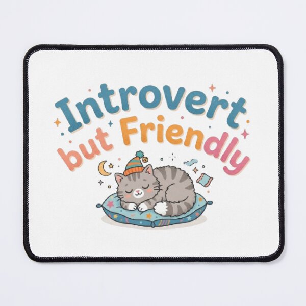 Item preview, Introvert But Friendly T-Shirt | Cute Sleepy Cat | Funny Introvert Quote designed and sold by Faisal  Shah.