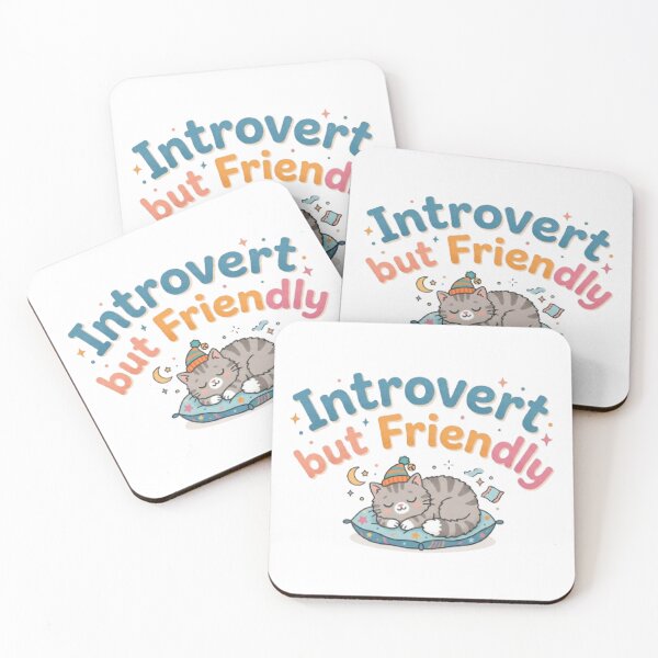 Item preview, Introvert But Friendly T-Shirt | Cute Sleepy Cat | Funny Introvert Quote designed and sold by Faisal  Shah.