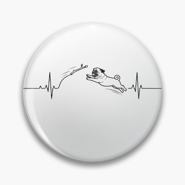 Item preview, ❤️ HEARTBEAT COLLECITON ❤️ - Heartbeat Dog - Joyful dog chasing heartbeat arc - Pug designed and sold by WheelieGdArt.