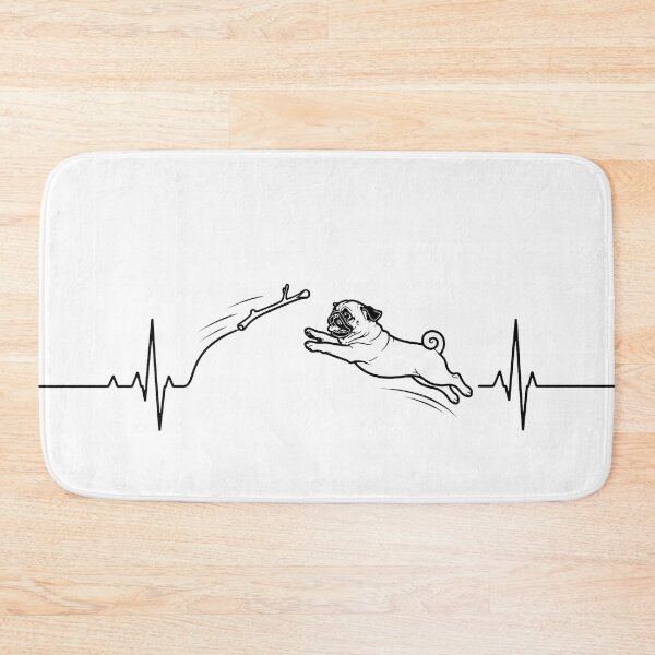 Item preview, ❤️ HEARTBEAT COLLECITON ❤️ - Heartbeat Dog - Joyful dog chasing heartbeat arc - Pug designed and sold by WheelieGdArt.