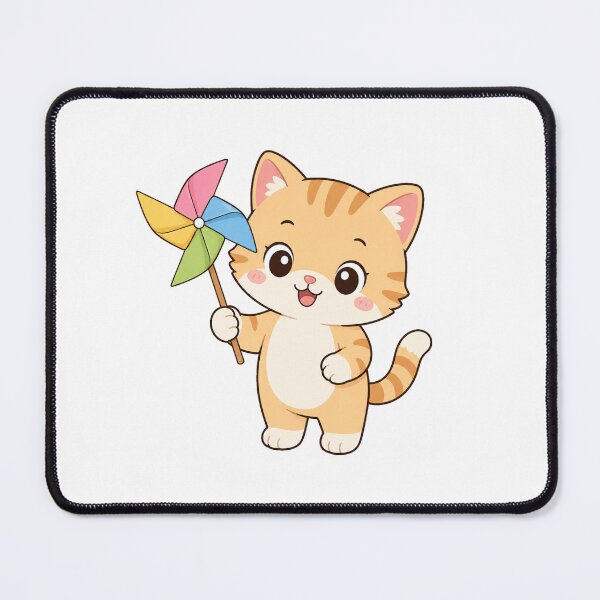 Item preview, Cute Cat Holding Pinwheel Kawaii Cartoon Spring Design designed and sold by Seculinator.